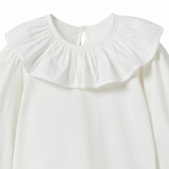 Zara toddler kids / girls mauve pink & white ruffle bib trim detail blouse - Picture 5 of 6